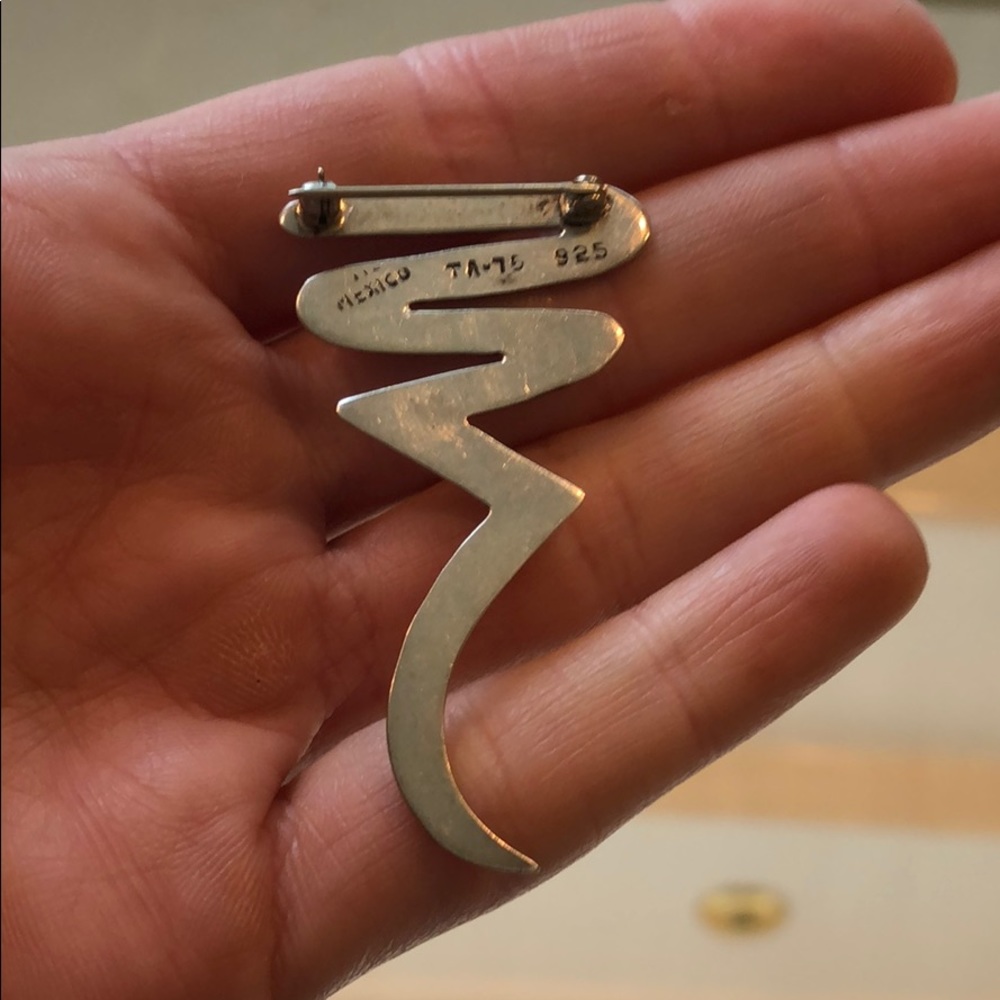 Sterling Silver Zigzag Jacket Brooch - image 3